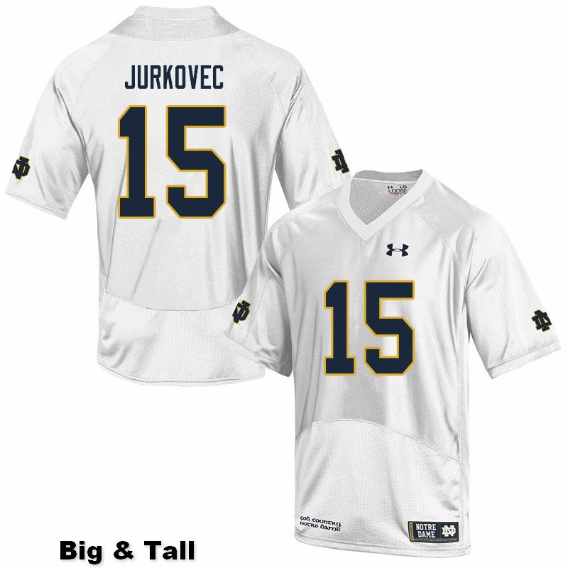 Men's NCAA Notre Dame Fighting Irish #15 Phil Jurkovec Stitched College Under Armour Authentic White Big & Tall Football Jersey NZ10Q42YR